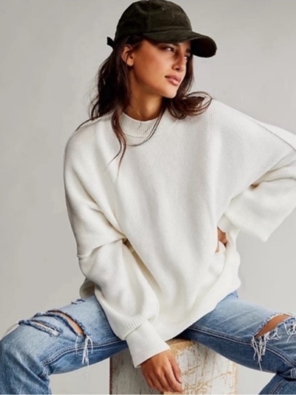 Free People Easy Street Tunic Sweater White
